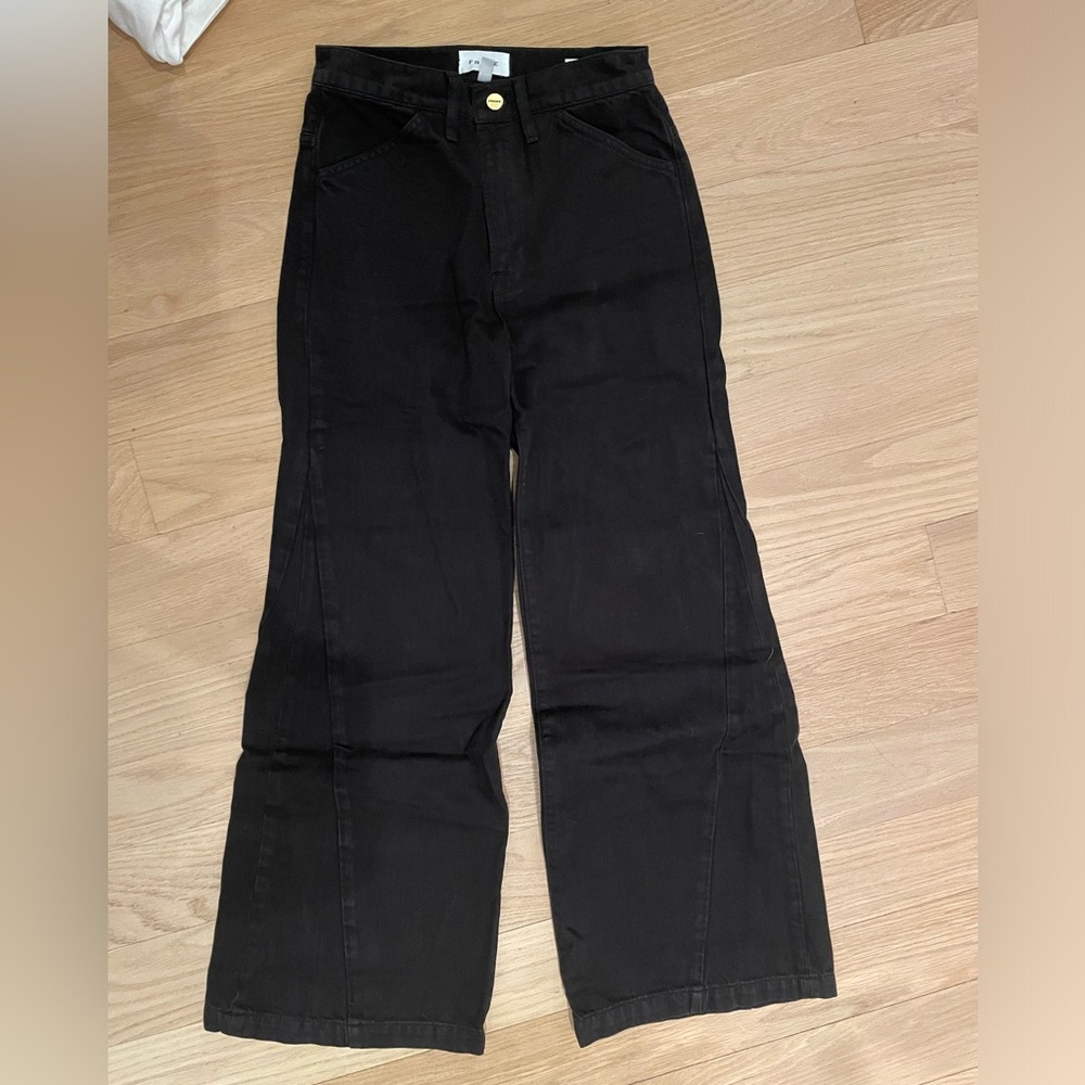 Frame Denim Black Le Baggy Palazzo Pants